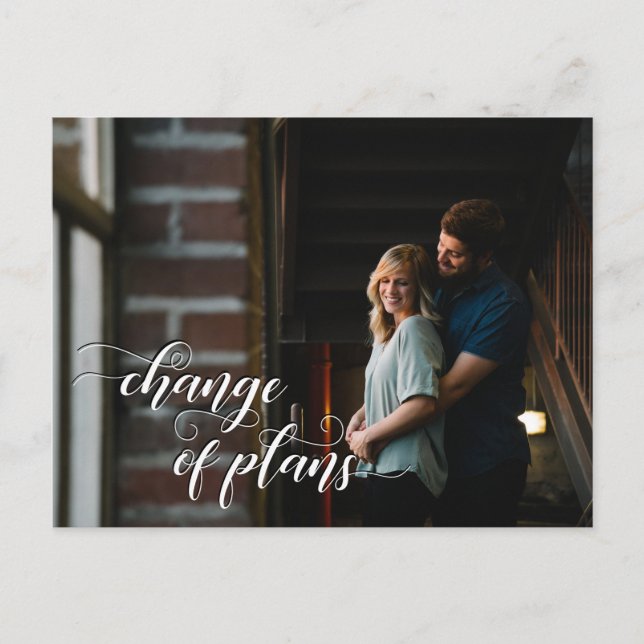 Carte Postale Votre photo + Changement de plan Reporté Mariage (Devant)