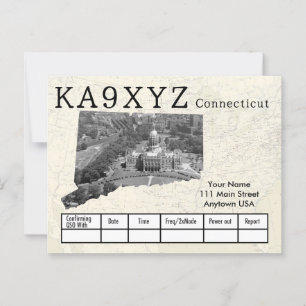 Carte Postale Votre photo Connecticut en forme découpe QSL perso