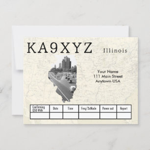 Carte Postale Votre photo Illinois découpé en forme QSL personna