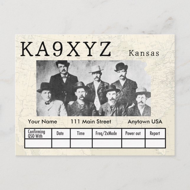 Carte Postale Votre photo Kansas en forme découpe QSL personnali (Devant)
