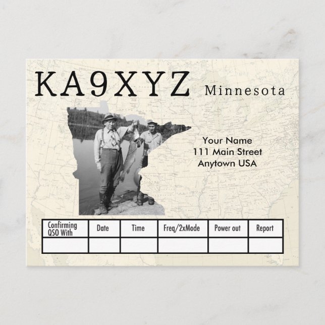 Carte Postale Votre photo Minnesota découpe en forme QSL personn (Devant)