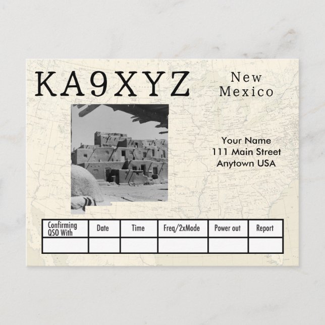 Carte Postale Votre photo Nouveau Mexique en forme découpe QSL p (Devant)