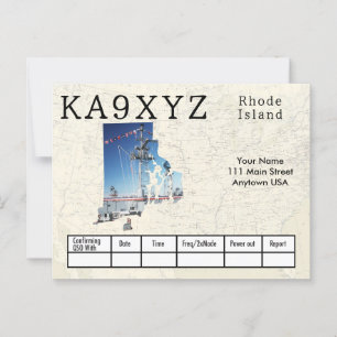 Carte Postale Votre photo Rhode Island en forme de découpe QSL p