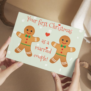 Carte Postale Votre premier Noël Marié - Hommes en pain d'épices