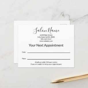 Carte Postale Votre prochain rendez-vous Salon de beauté noir et