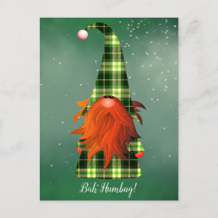 Carte Postale Votre texte/couleur vert pâle Gnome Holiday Snowfl