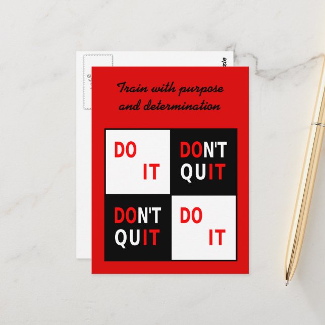 Carte Postale Votre texte Do It Don't Quit motivational (Devant/Arrière en situation)