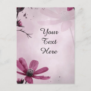 Carte Postale Votre texte personnalisé - Fleurs roses profondes 
