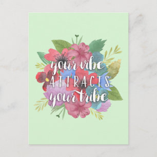 Carte Postale Votre Vibe Attire Votre Citation Fleur sauvage Tri