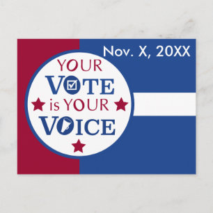Carte Postale Votre voix est votre vote en personne Rappel de vo