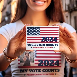 Carte Postale Votre vote compte USA Drapeau 2024 Election