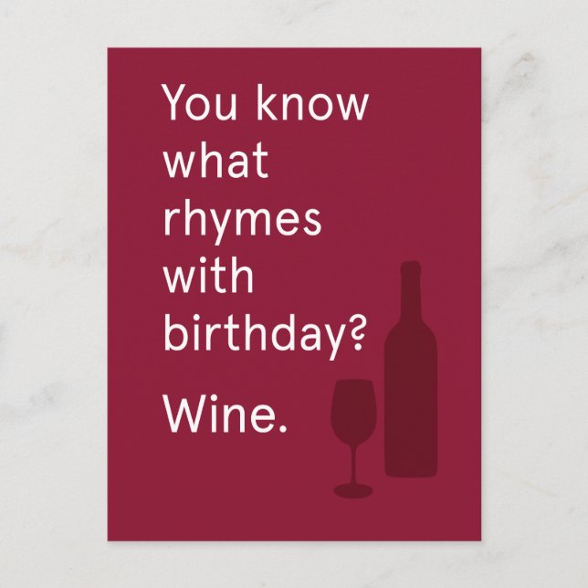 Carte Postale Vous Connaissez Quelles rimes avec l'anniversaire? (Devant)
