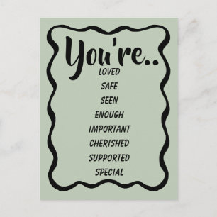 Carte Postale Vous êtes aimé en sécurité vu vert Inspirant et