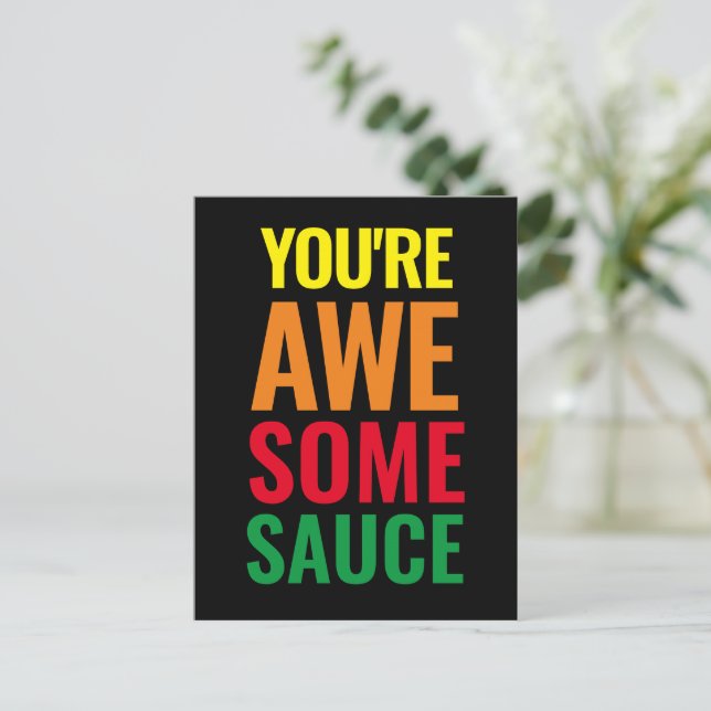 Carte Postale Vous êtes Awesomesauce ! Journée mondiale de la co (Debout devant)