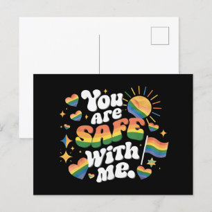 Carte Postale Vous êtes en sécurité avec moi LGBT Rainbow Gay