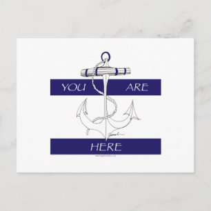 Carte Postale vous êtes ici marine bleu design