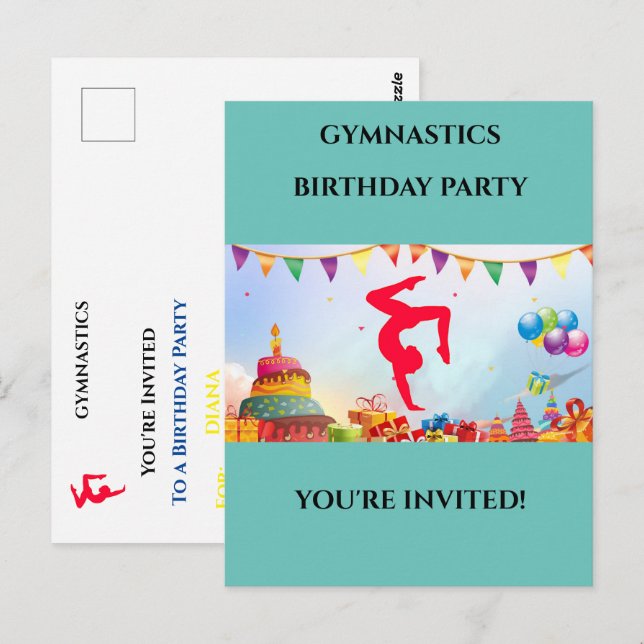 Carte Postale Vous êtes invité à une soirée de gymnastique perso (Devant / Derrière)