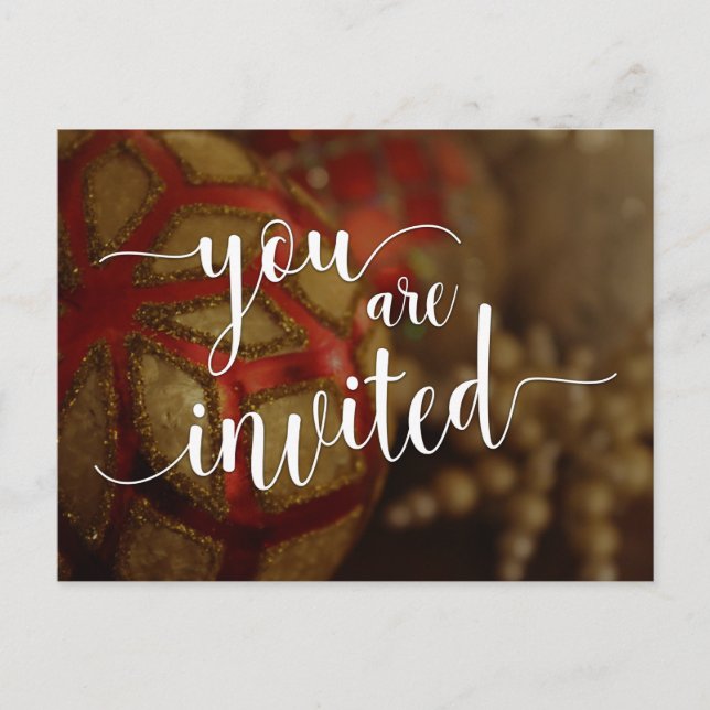 Carte Postale Vous Êtes Invité Fête De Noël, Décorations (Devant)