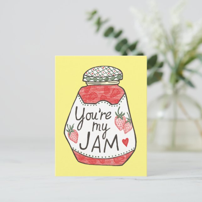 Carte Postale VOUS ÊTES MA Fraise JAM Illustration Personnalisat (Debout devant)