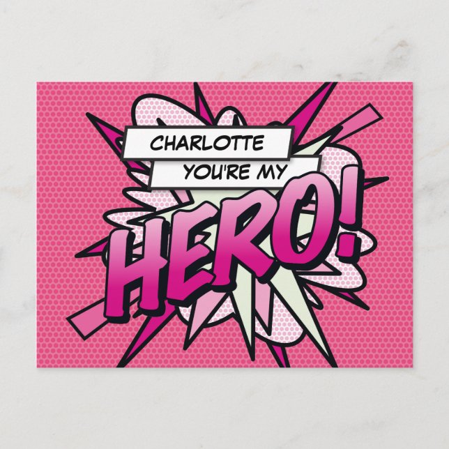 Carte Postale Vous êtes mon HERO Fun Retro Comic Book Pop Art (Devant)