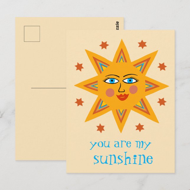 Carte Postale Vous êtes mon Soleil Joyeux Soleil PERSONNALISÉ (Devant / Derrière)