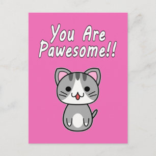 Carte Postale Vous êtes Pawesome!! Chat gris tabby