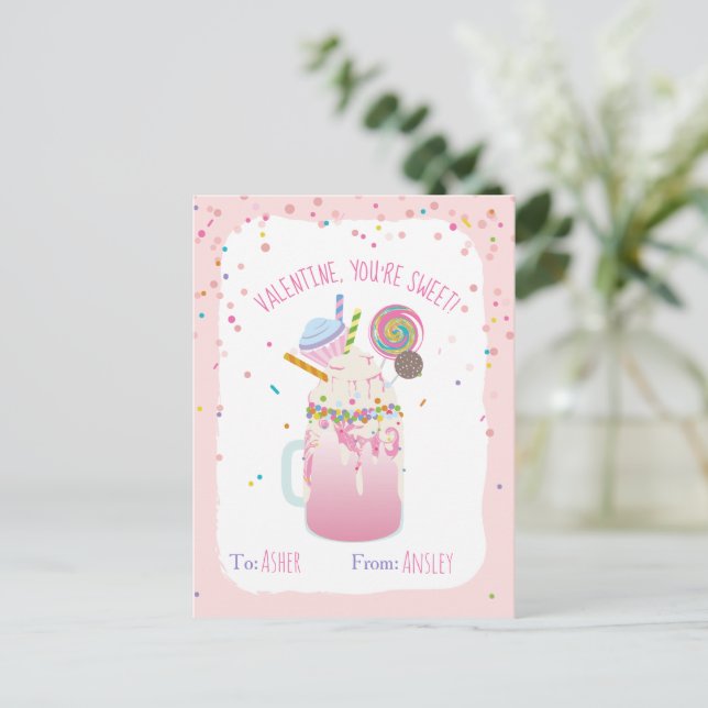 Carte Postale Vous êtes Sweet Crazy Milkshake Candy Kids Valenti (Debout devant)