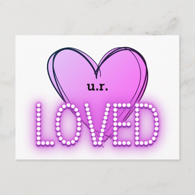 Carte Postale Vous Êtes (U.R.) Aimé | Coeur pourpre (Devant)