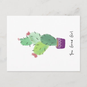 Carte Postale Vous Grandissez Fille Aquarelle Cactus