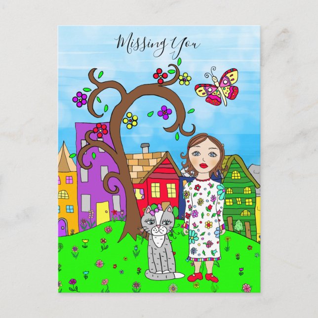 Carte Postale Vous manquez, la Dame de Whimsical et l'amitié des (Devant)