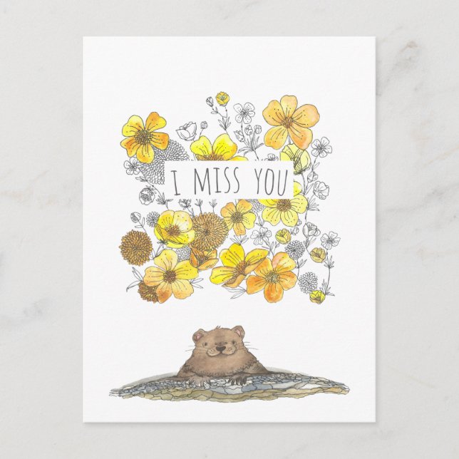 Carte Postale Vous Me Manquez Floral (Devant)