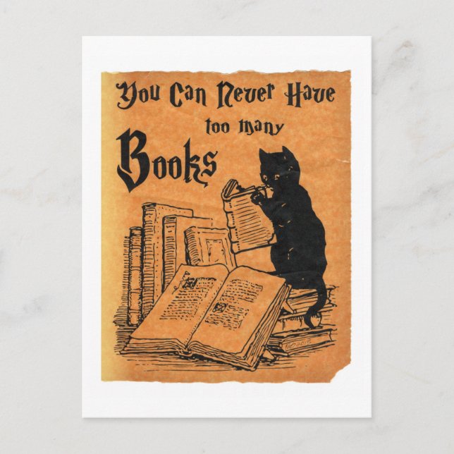 Carte Postale Vous Ne Pouvez Jamais Avoir Trop De Livres Chat Bl (Devant)