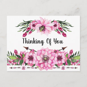 Carte Postale Vous Pensant En Fleurs Roses