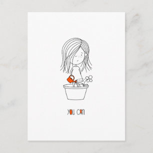 Carte Postale Vous Pouvez Joli Motivational Black & White Cartoo