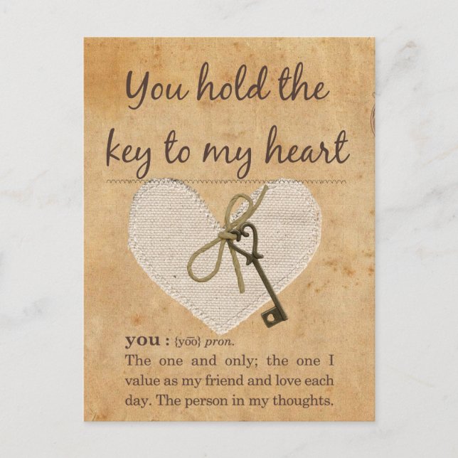 Carte Postale Vous tenez la clé de mon coeur (Devant)
