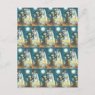 CARTE POSTALE VOWS DE CEMETERRE, SKELETON MARIAGE, MARÉE ET GROO