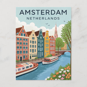 Carte Postale Voyage à Amsterdam Vintage