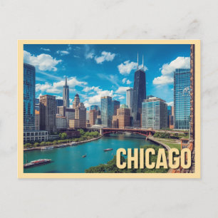 Carte Postale Voyage à Chicago Vintage