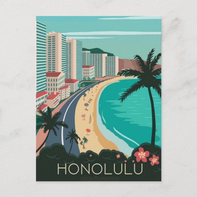Carte Postale Voyage à honolulu (Devant)