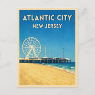 Carte Postale Voyage à l'ancienne Atlantic City New Jersey Bord