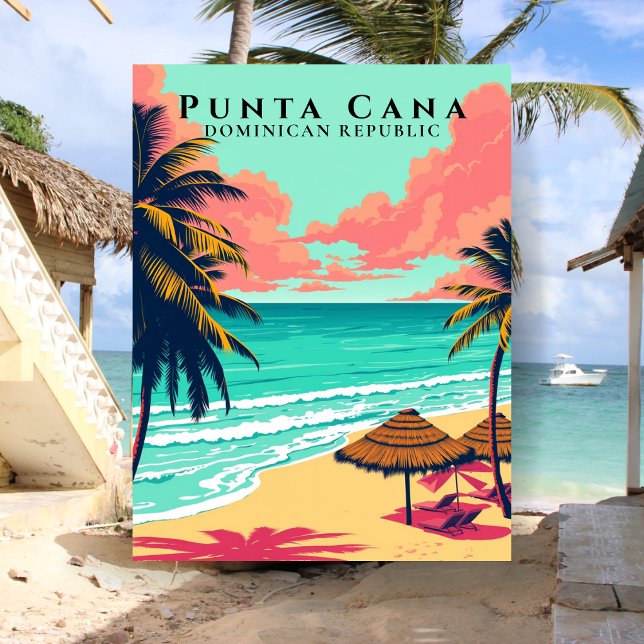Carte Postale Voyage à Punta Cana République dominicaine Plage (Retro Punta Cana Dominican Republic Beach Travel Postcard
)