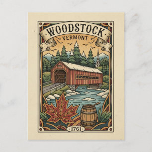 Carte Postale Voyage à Woodstock Vermont Antique