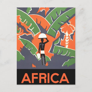 Carte Postale Voyage Art Déco vintage, Amérindien dans la jungle