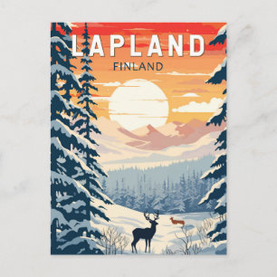Carte Postale Voyage Art Vintage Laponie Finlande