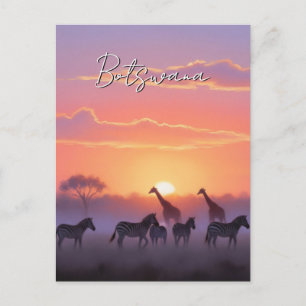 Carte Postale Voyage au coucher du soleil au Botswana