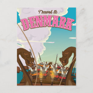 Carte Postale Voyage au Danemark Affiche de voyage de viking de