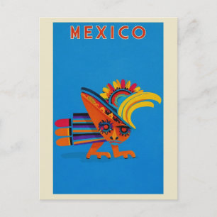 Carte Postale Voyage au Mexique Oiseau Coloré Vintage