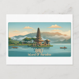 Carte Postale Voyage au temple du lac Bali Ulun Danu Beratan d'é