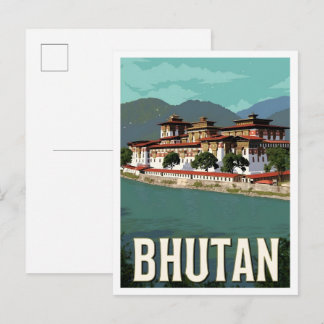 Carte Postale Voyage dans l'art vintage du Bhoutan