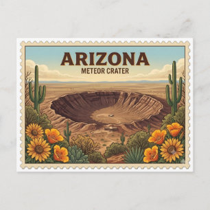 Carte Postale Voyage dans le désert de l'Arizona Meteor Crater v